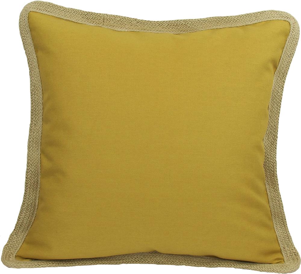 MANOR LUXE Classic Jute Trim 20-in x 20-in Gold Cotton Blend Indoor Decorative Pillow | ML1113082020GOLDFEA