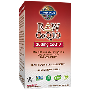Raw CoQ-10 with Raw Chia Seed Oil and Omegas 3-6-9 - 200 MG (60 Vegetarian Capsules)