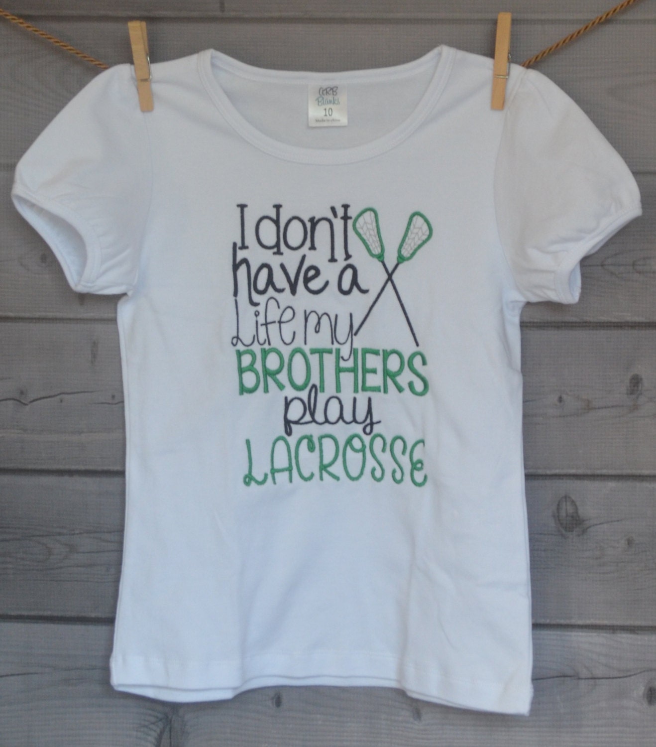 Personalized I Don't Have A Life, My Brothers Play Lacrosse Applique Shirt Or Bodysuit Girl Boy