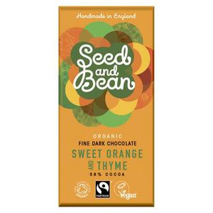 Seed and Bean Mørk Chokolade 58% Sød Appelsin & Timian Ø - 85 g