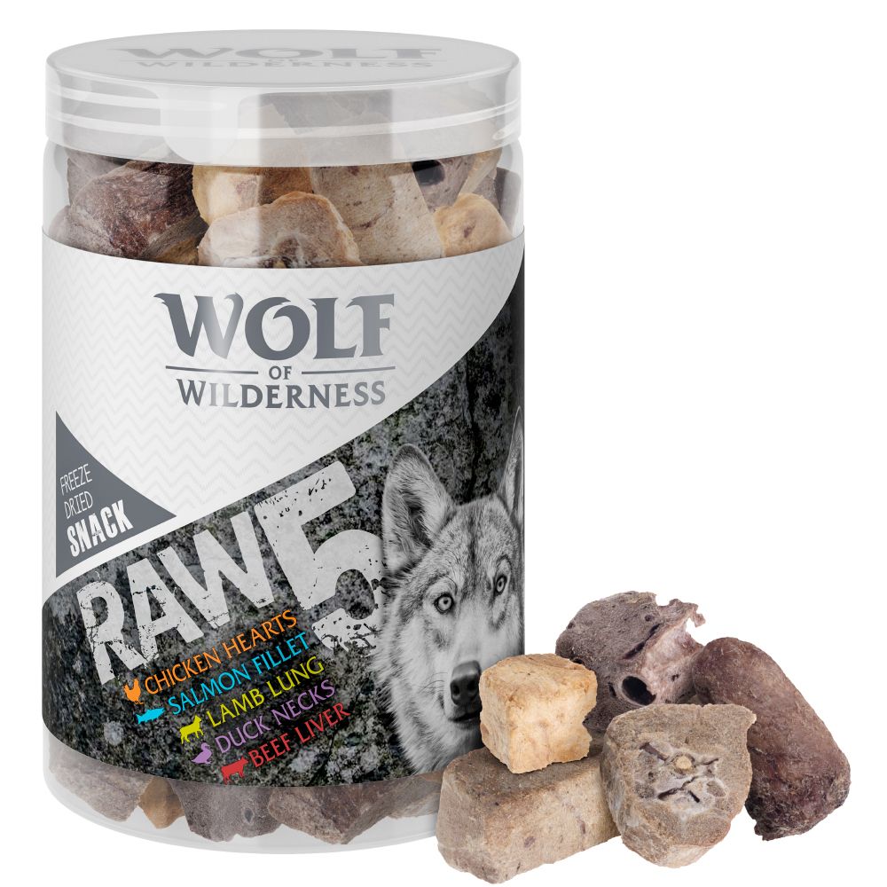 Wolf of Wilderness RAW Freeze-dried Dog Snacks - 3 + 1 Free!* - 4 Varieties: Lamb, Chicken, Beef, Duck (300g)