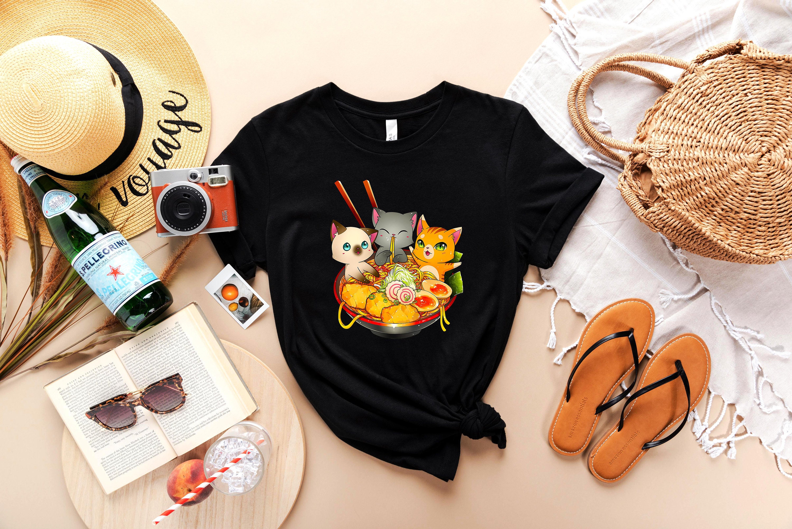 Ramen Shirt - Cat T Noodles T-Shirt Cats Tee Kawaii Tshirt Japanese Outfit Anime Lover Apparel