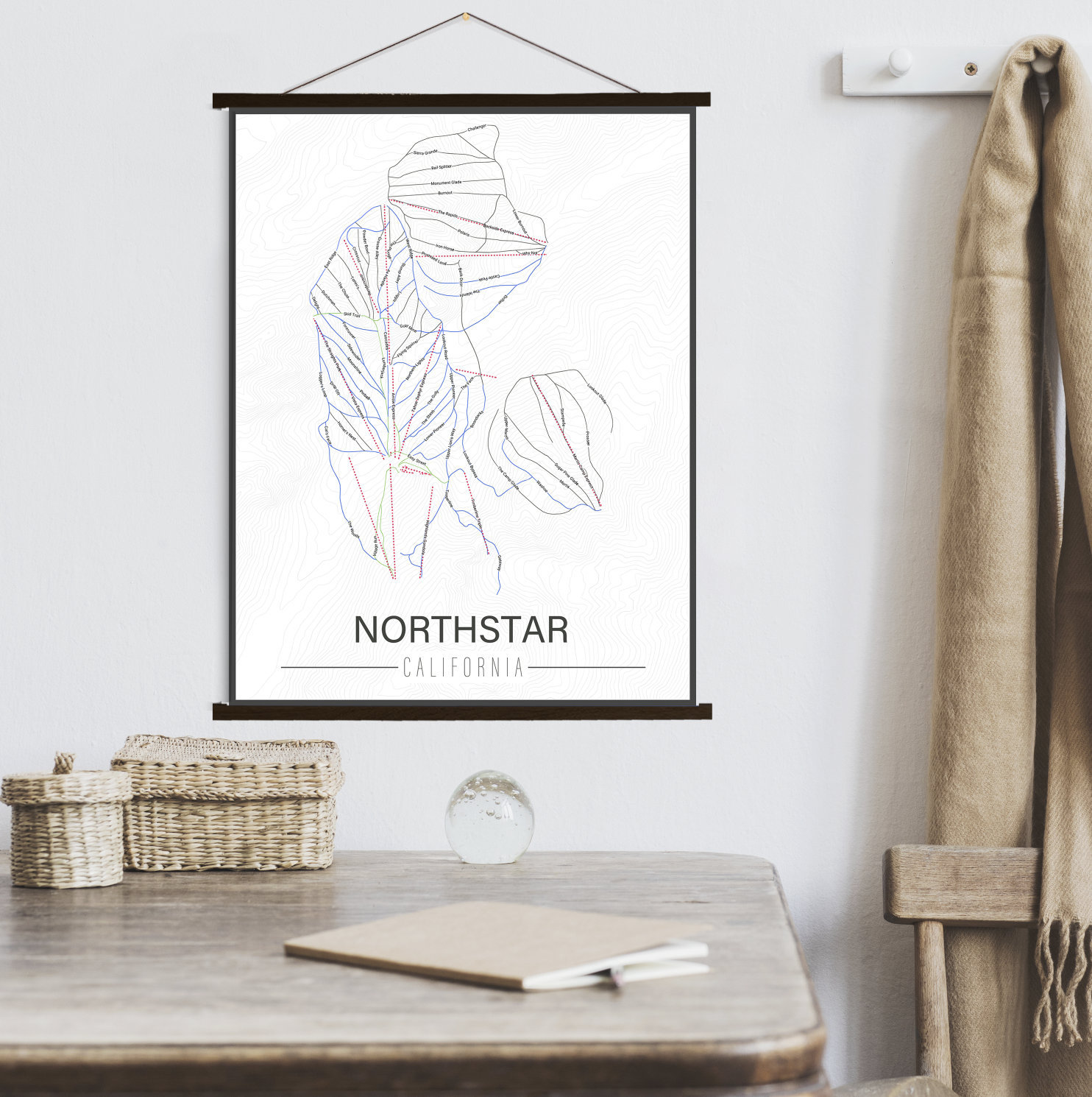 Northstar California Ski Trail Map | Hanging Canvas Of Printed Marketplace