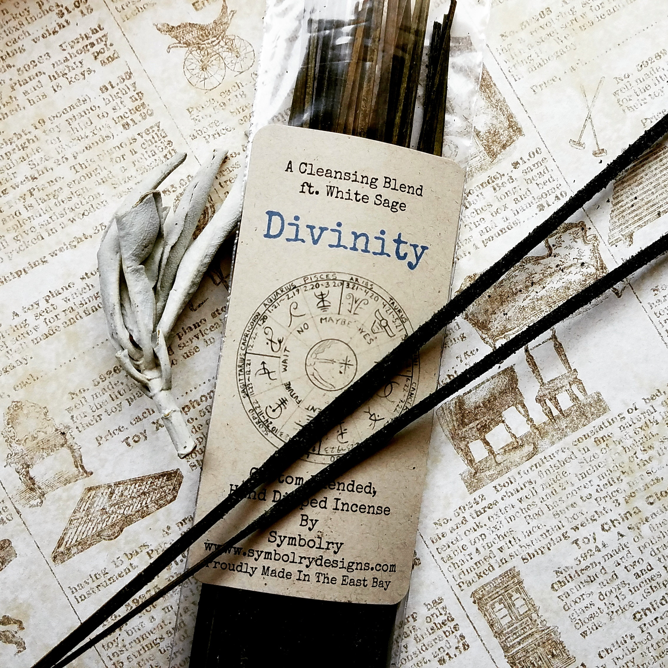 Divinity - Custom Blended, Hand Dipped Incense Featuring White Sage