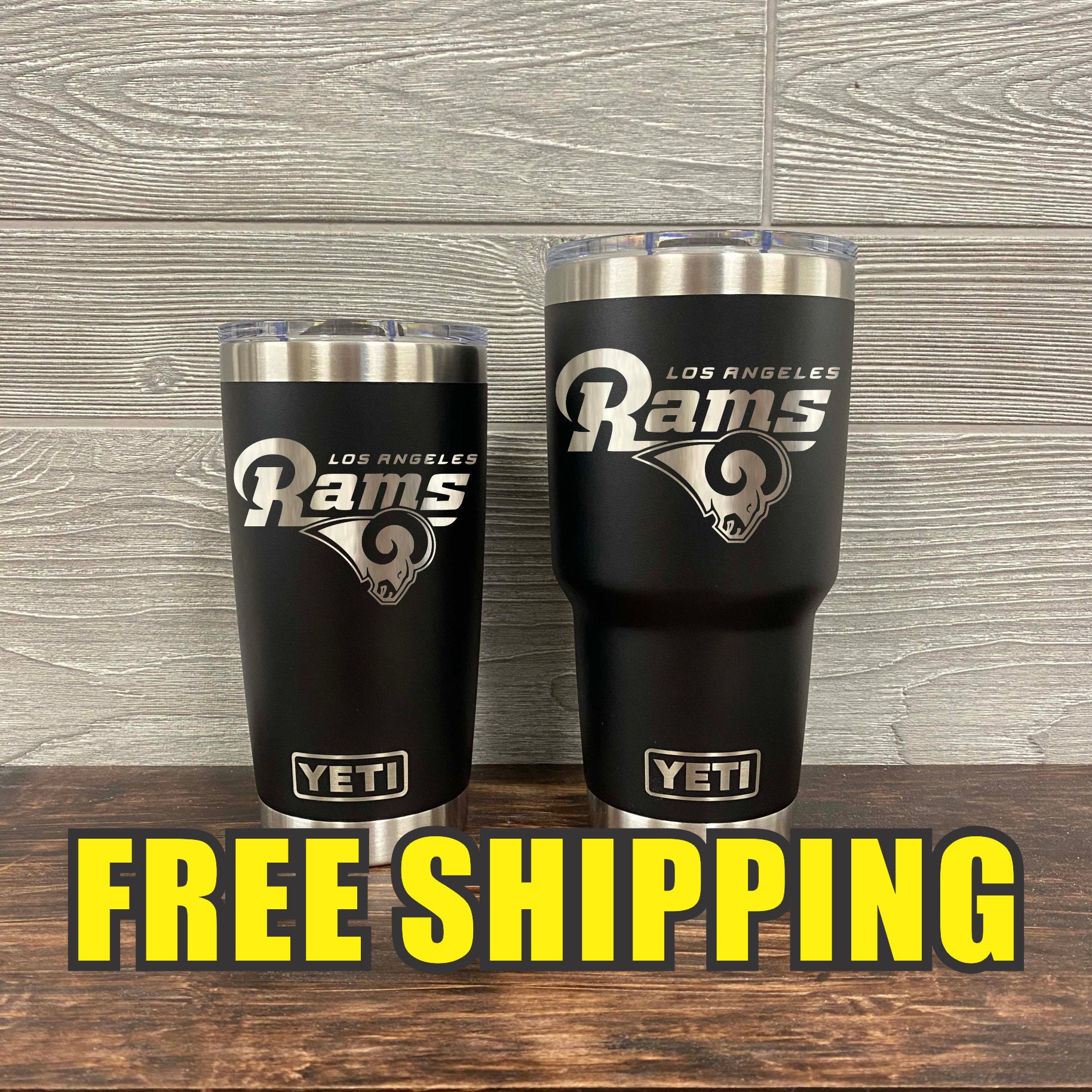 Los Angeles Rams Personalized Custom Engraved Tumbler Cup - Yeti 20Oz Or 30Oz Gift Idea Business Unique 124