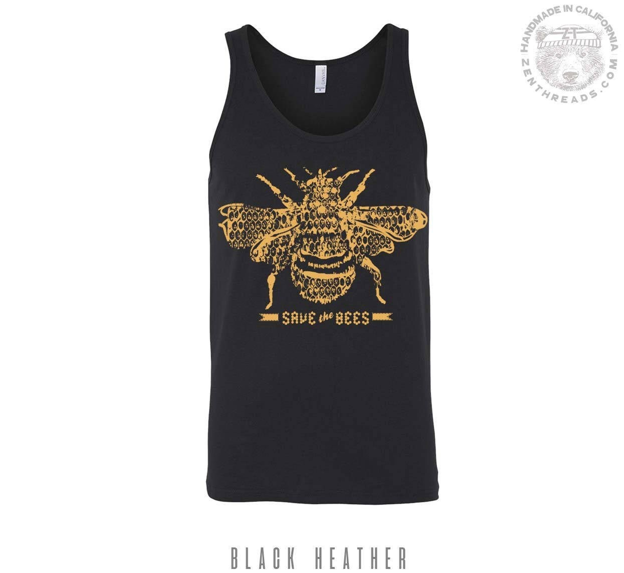 Unisex Save The Bees Tri Blend Tank -Hand Screen Printed Xs S M L Xl Xxl | + Color Options Workout