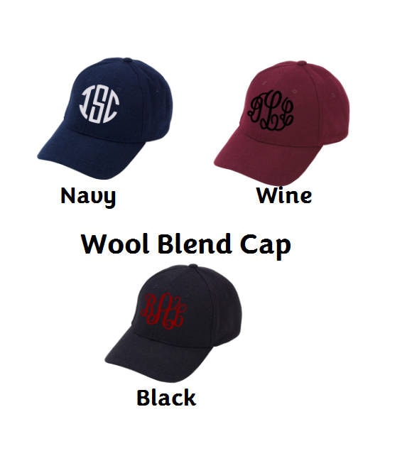 Wool Blend Monogram Cap in Wine, Wine Cap