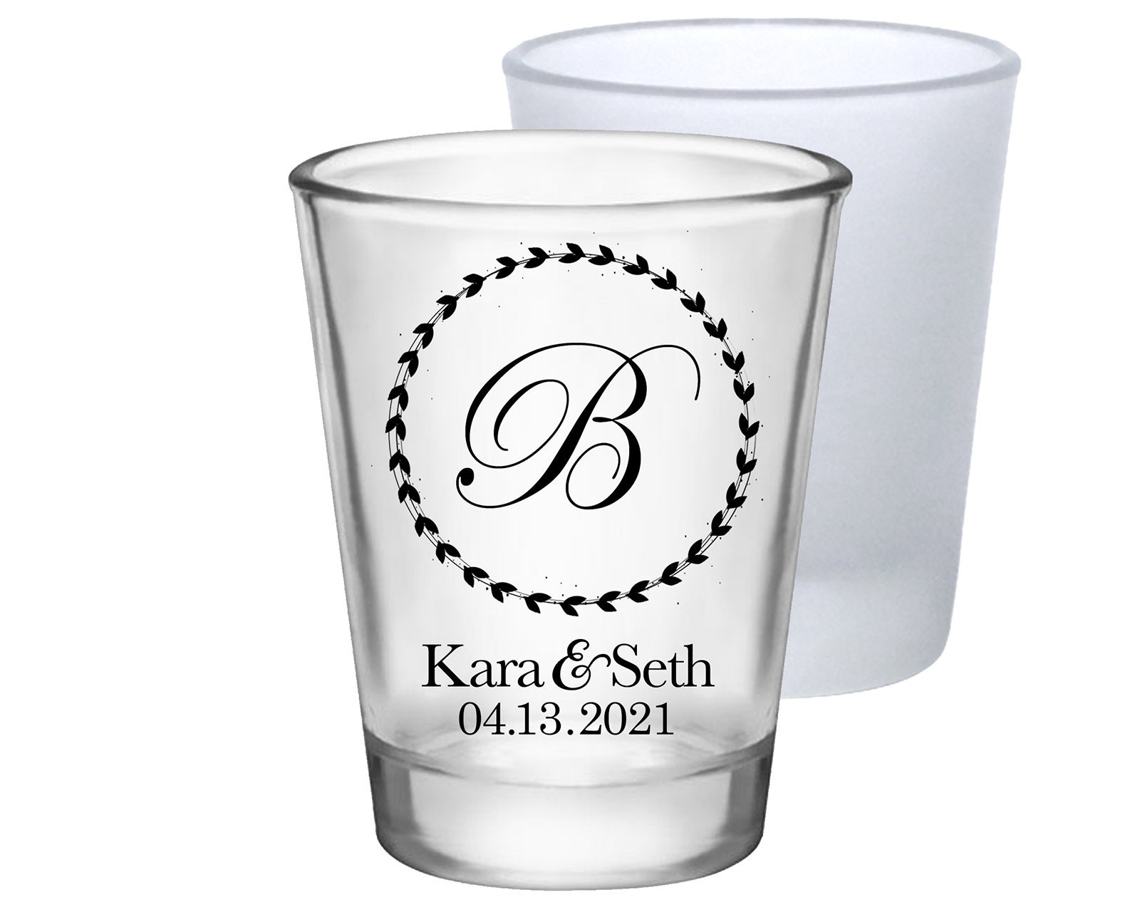 Wedding Shot Glasses Chic Favors For Guests Personalized Gifts Classic Wreath 5A Boho Decor