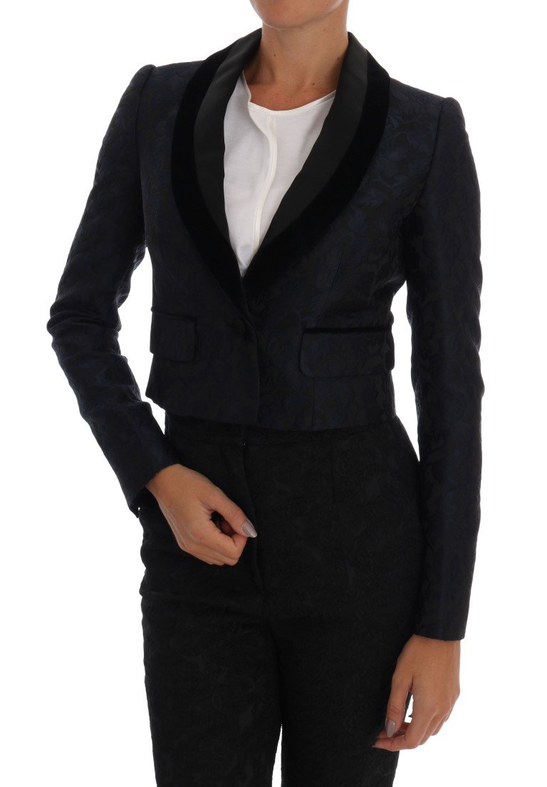 Dolce & Gabbana Women's Jacquard Short Blazer Blue JKT1048 - IT38|XS
