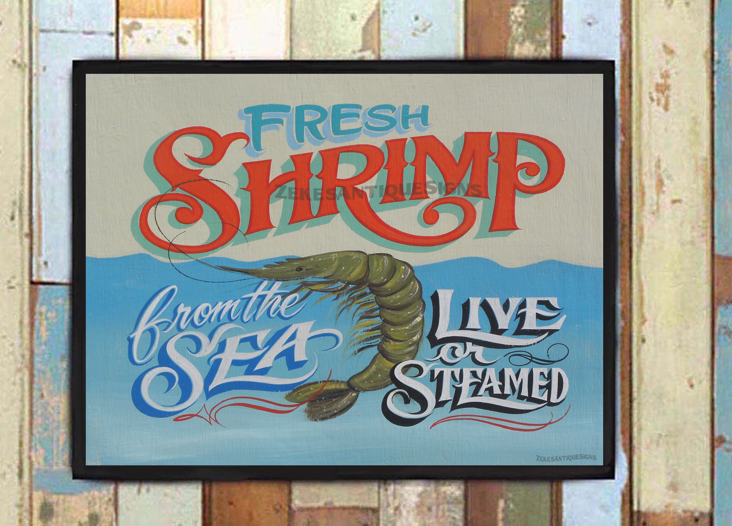 Fresh Shrimp Print Original Artwork Seafood Decor Restaurant Beach