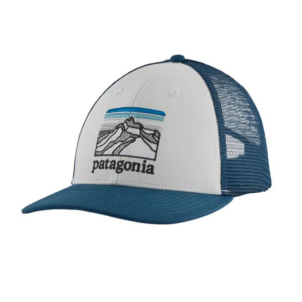 Patagonia Unisex Line Logo Ridge LoPro Trucker Hat, White w/Crater Blue