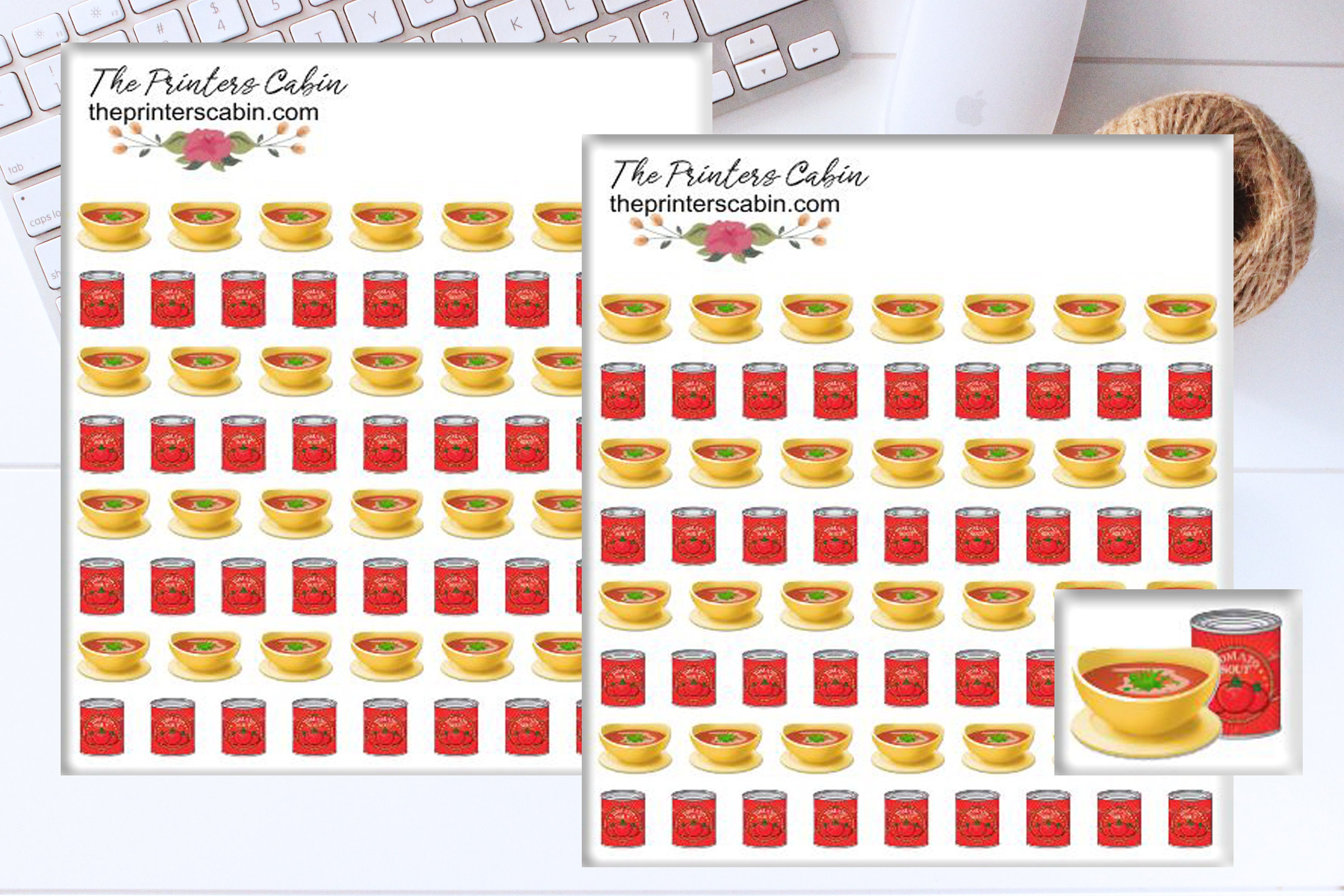 Meal Planner Stickers, Tomato Soup Food Planning Stickers