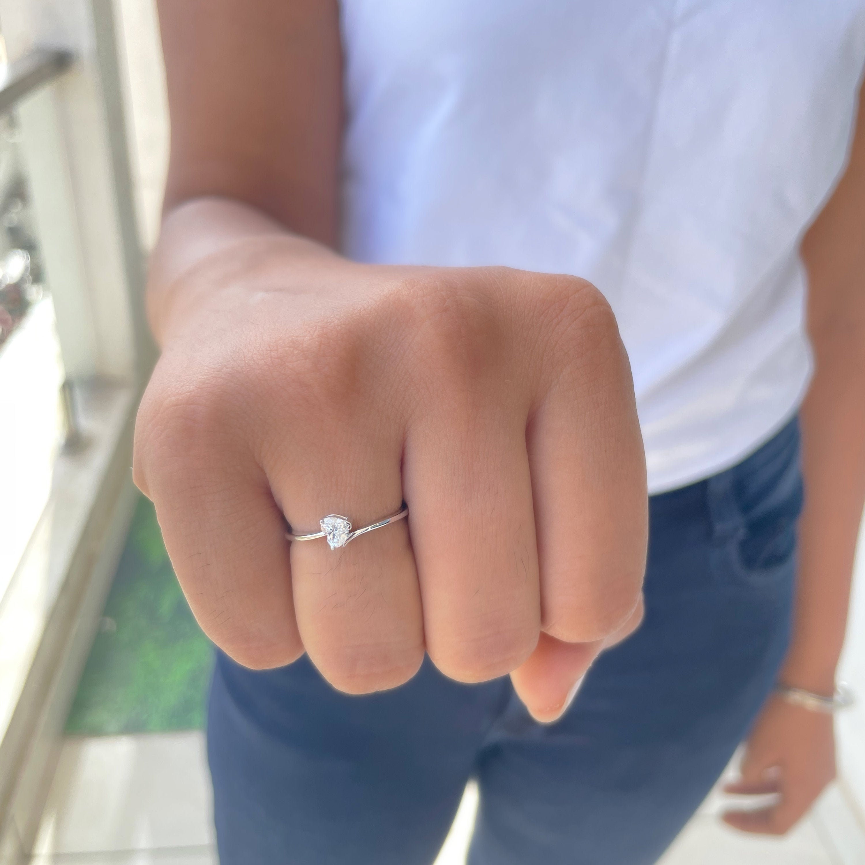 Heart Promise Ring, 1/4 Ct Diamond Ring For Her, Rings Women
