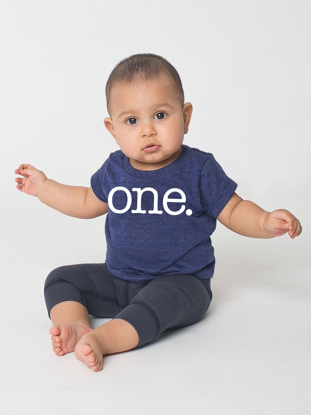 Baby's First 1st Birthday "One' Tri Blend Baby Toddler T-Shirt