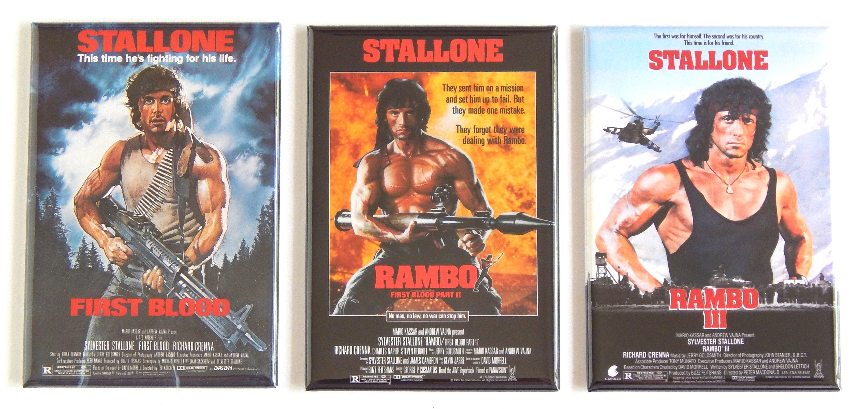 Rambo Trilogy Movie Poster Fridge Magnet Set