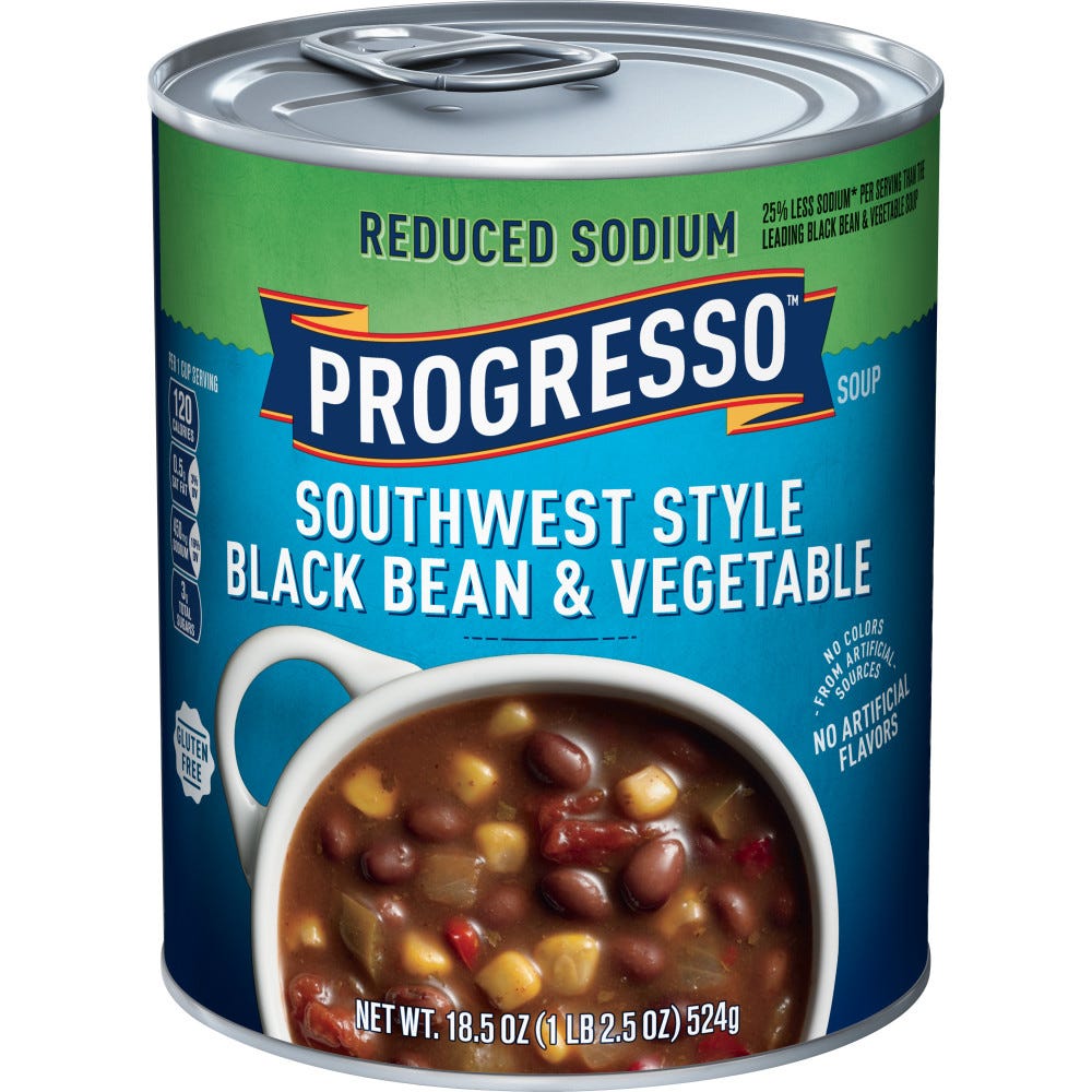 Progresso Southwest Style Black Bean & Vegetable Soup, Reduced Sodium - 18.5 oz
