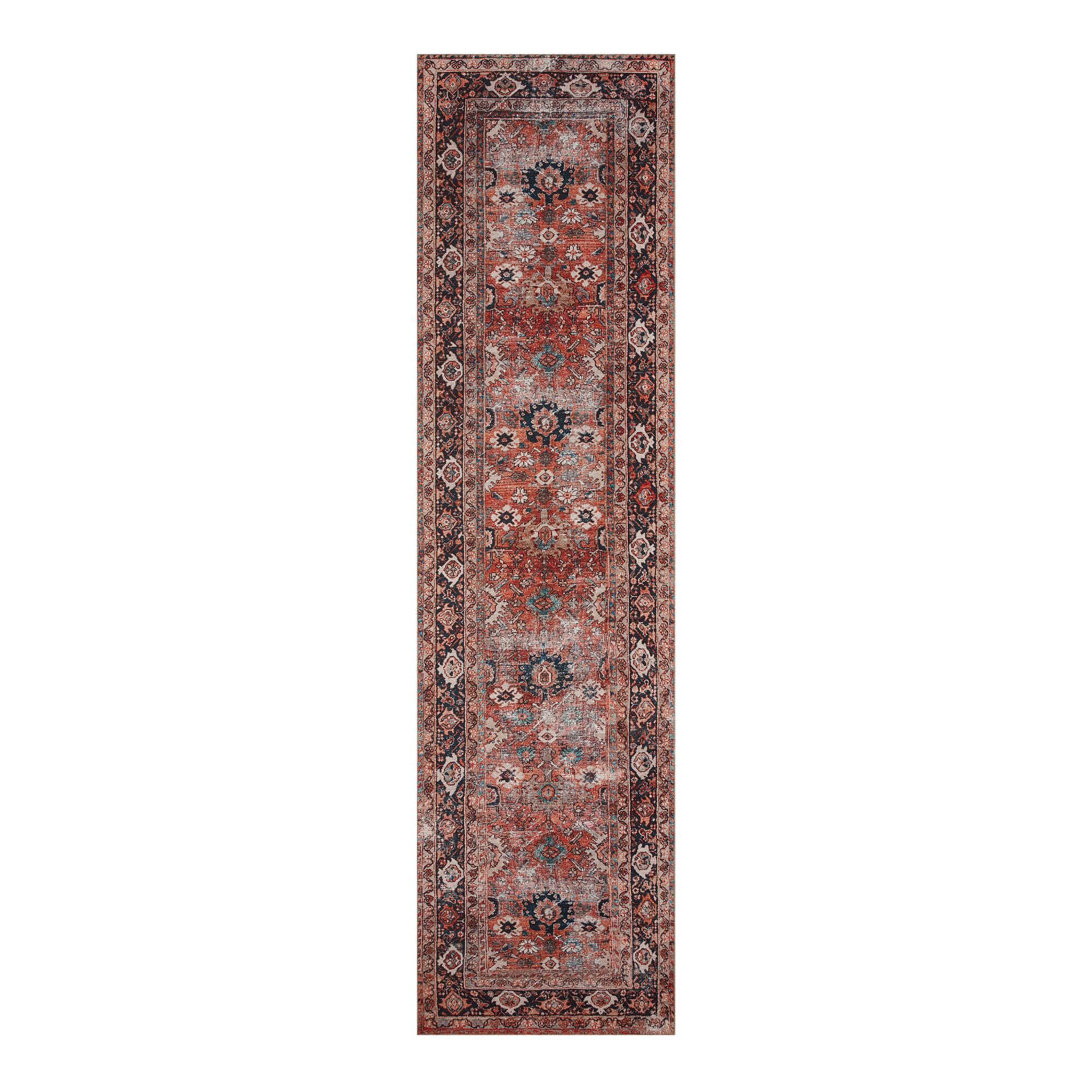 Rust Distressed Persian Style Savannah Floor Runner: Multi - Polyester by World Market