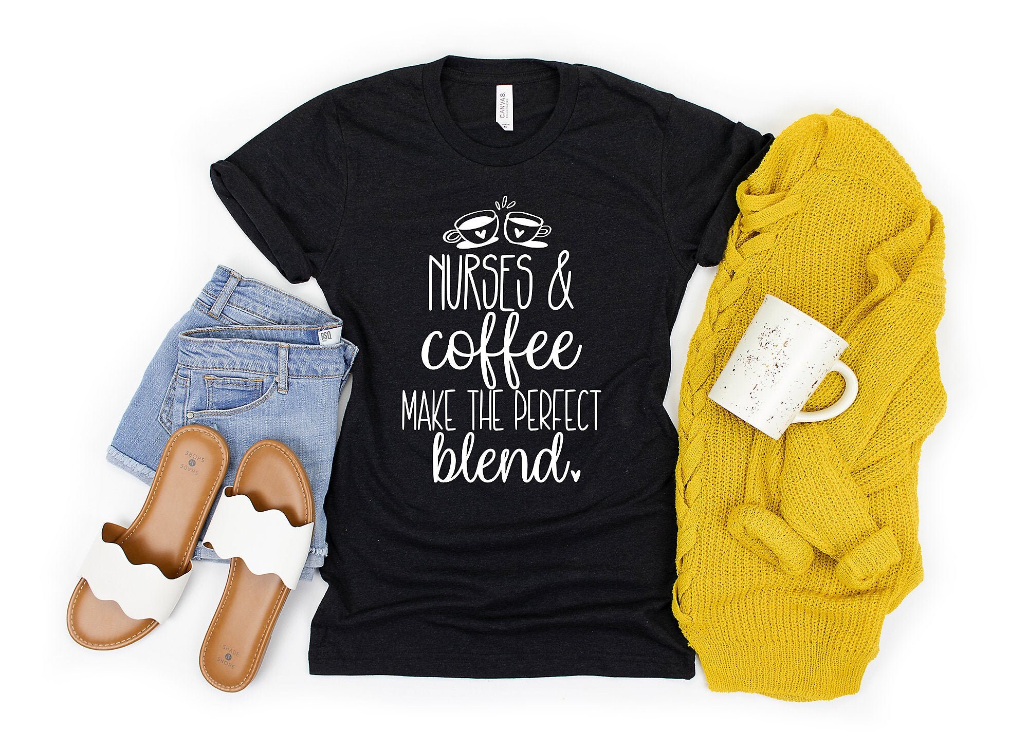 Nurses & Coffee Make The Perfect Blend Unisex T-Shirt, Love Coffee, Drinker Gift, Gift For Nurse, More Please