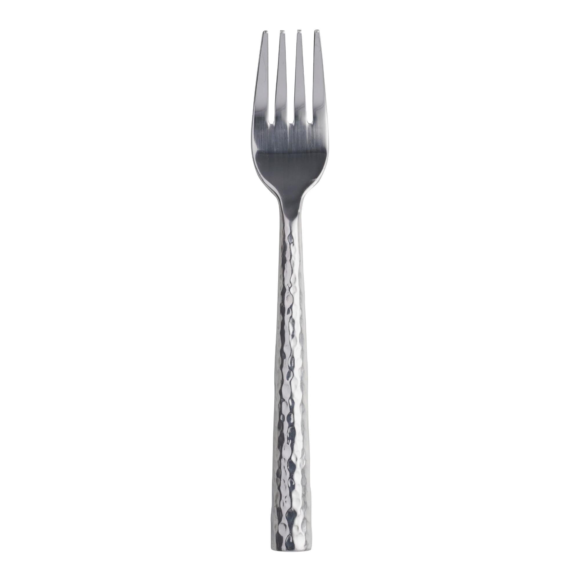 Hammered Stainless Steel Salad Forks Set of 4: Silver by World Market