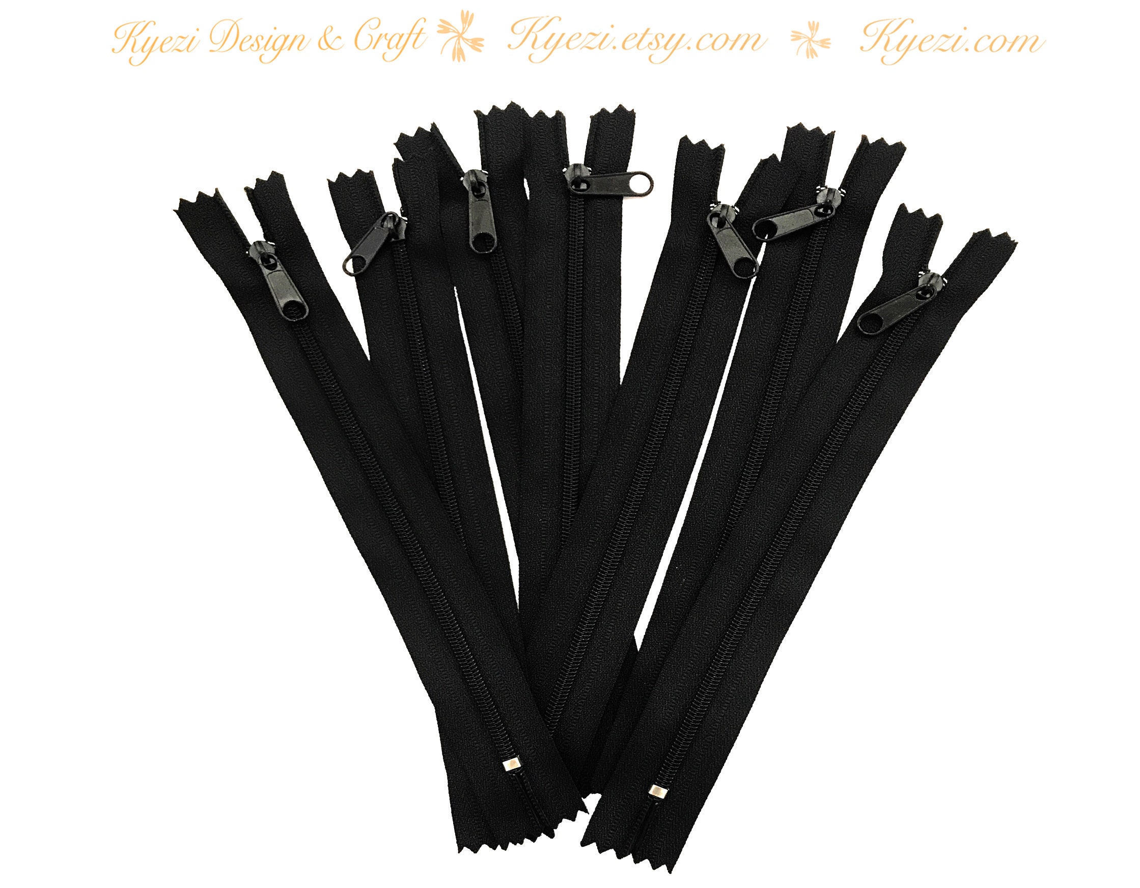 1 To 10 Pcs Inch Black Long Pull Nylon Zippers, Handbag Purse Zippers