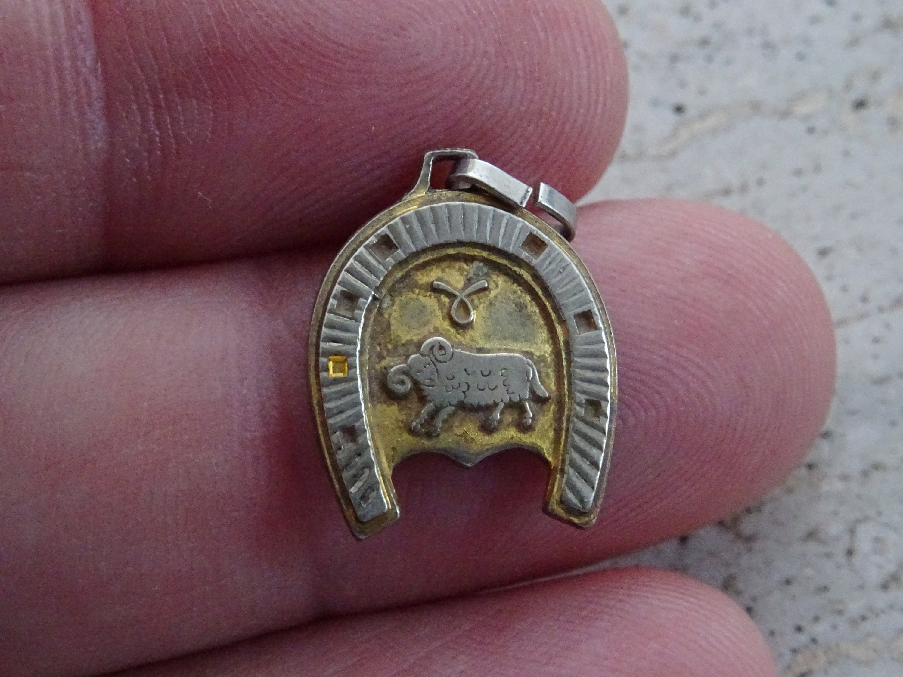 Vintage Vermeil Gold Plated Zodiac Constellation Medal Pendant Medaillon Charm Medallion Sign Of Aries. | Ram D 11