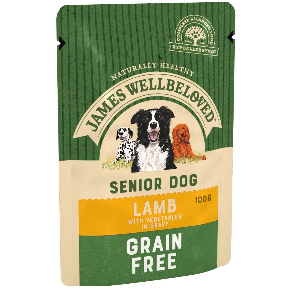 James Wellbeloved Senior Grain Free Pouches - Lamb with Vegetables - Saver Pack: 48 x 100g