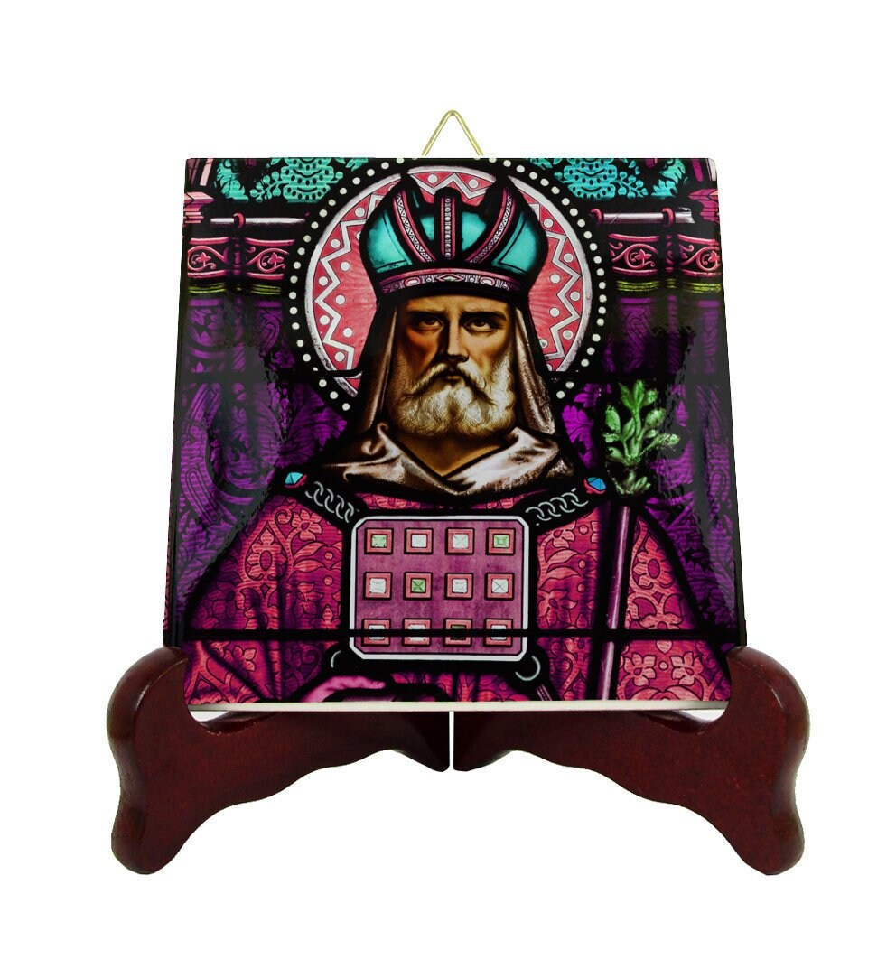 Saint Aaron - Decorative Ceramic Tile Handmade in Italy St Catholic Saints Saint