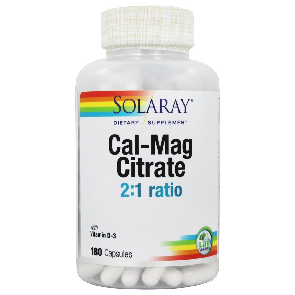 Solaray - Cal-Mag Citrate with Vitamin D3 21 Ratio - 180 Capsules