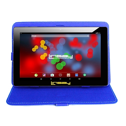 LINSAY F10 Series 10.1" Tablet, WiFi, 2GB RAM, 32GB, Android 10, Black w/Blue Case (F10XIPSBCBLUE)