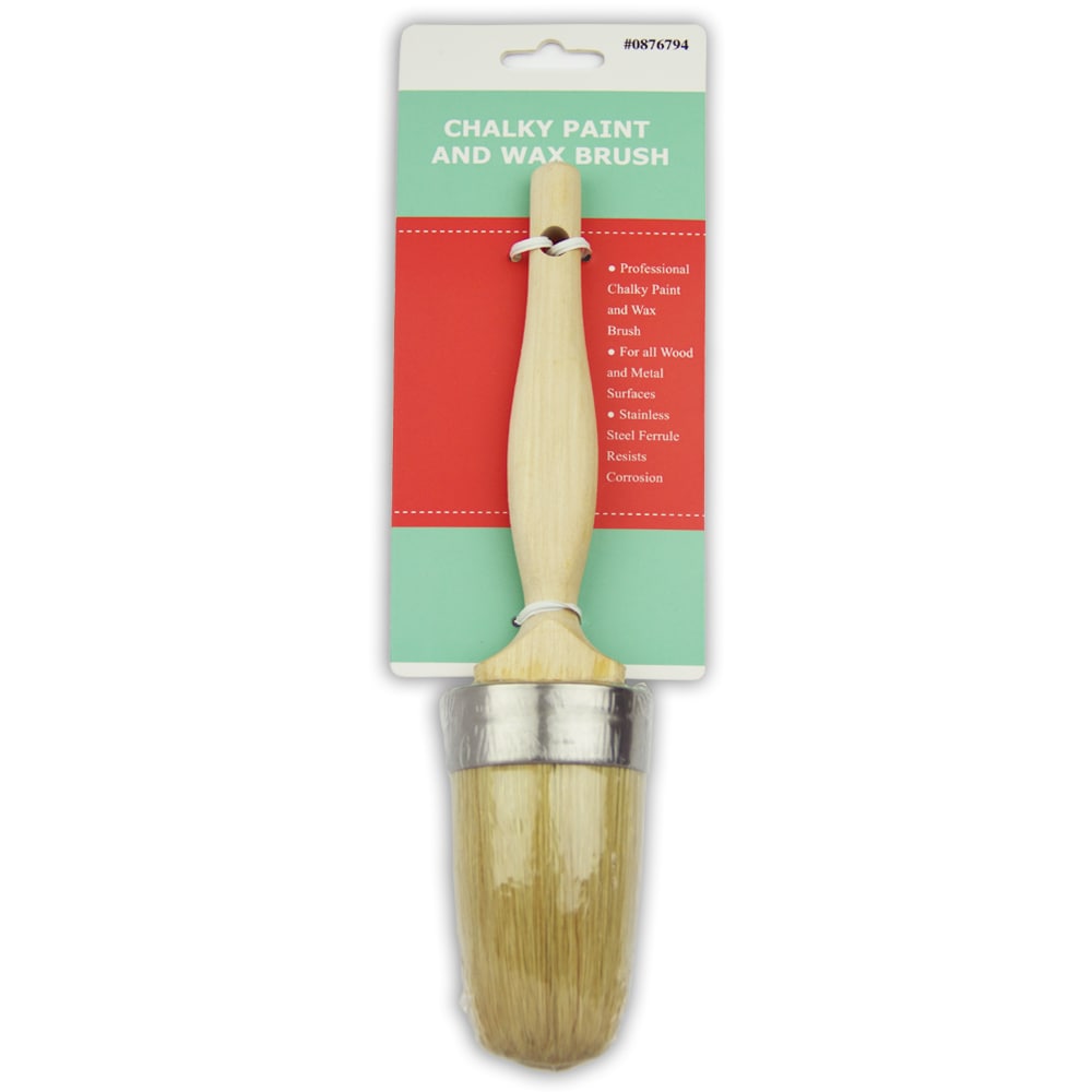 Lowe's Chalky Paint and Wax Natural Bristle- Polyester Blend Oval 1-1/8-in Paint Brush Stainless Steel | CP-02