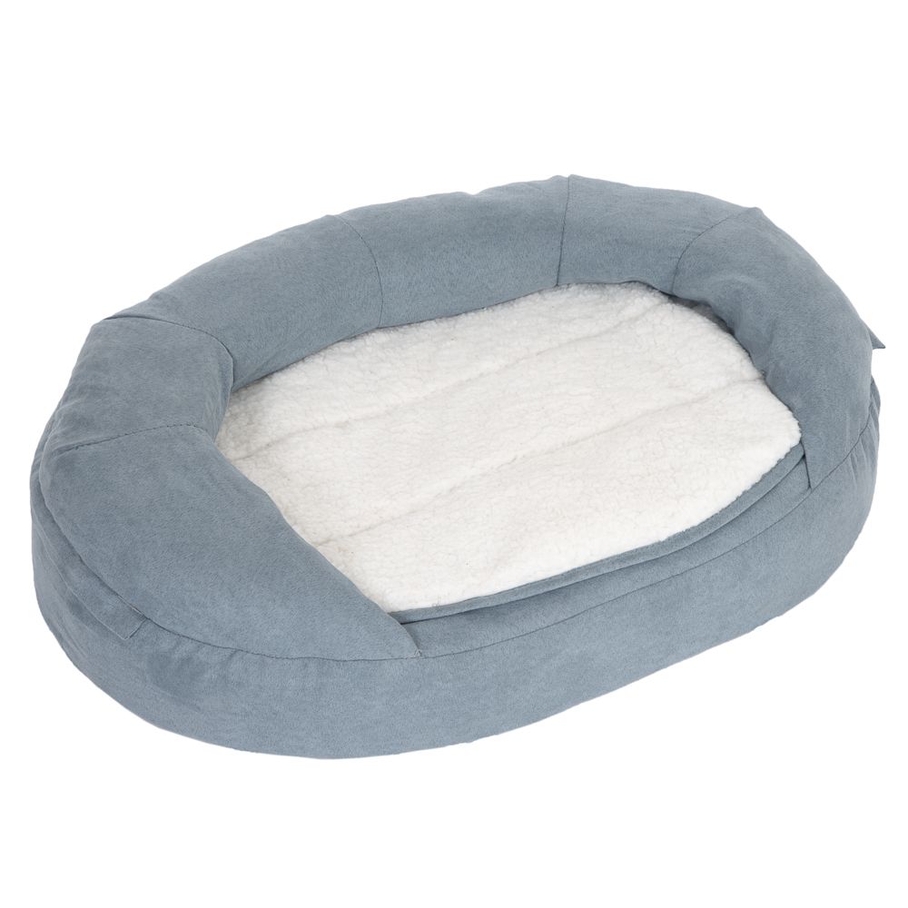 Oval Memory Foam Dog Bed - Grey - 100 x 65 x 22 cm (L x W x H)