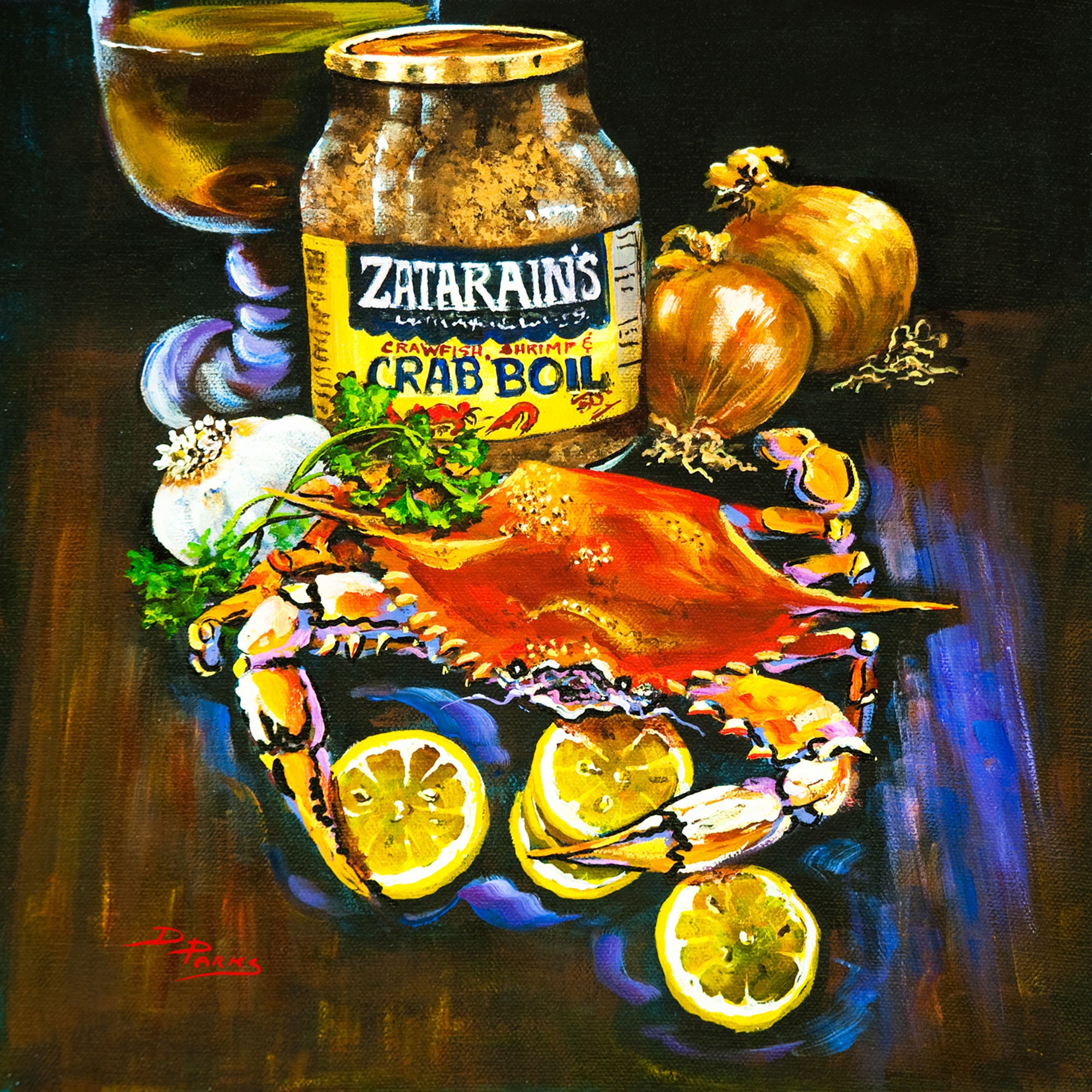 Boiled Crab Art Print, Zatarains, Fixins For A Boil, New Orleans Seafood Art, Hot Crabs, Art Kitchen Gift - "Crab Fixins'