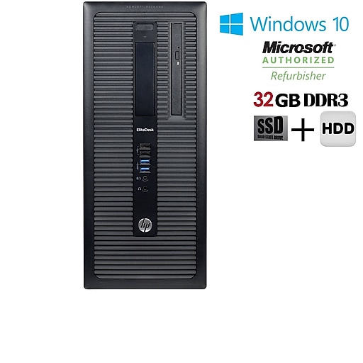 Refurbished HP 800 G1 Tower Core I5 4570 3.2Ghz 4th Gen 32GB Ram 2TB + 256GB SSD HDD DVDRW W1O Pro Mar