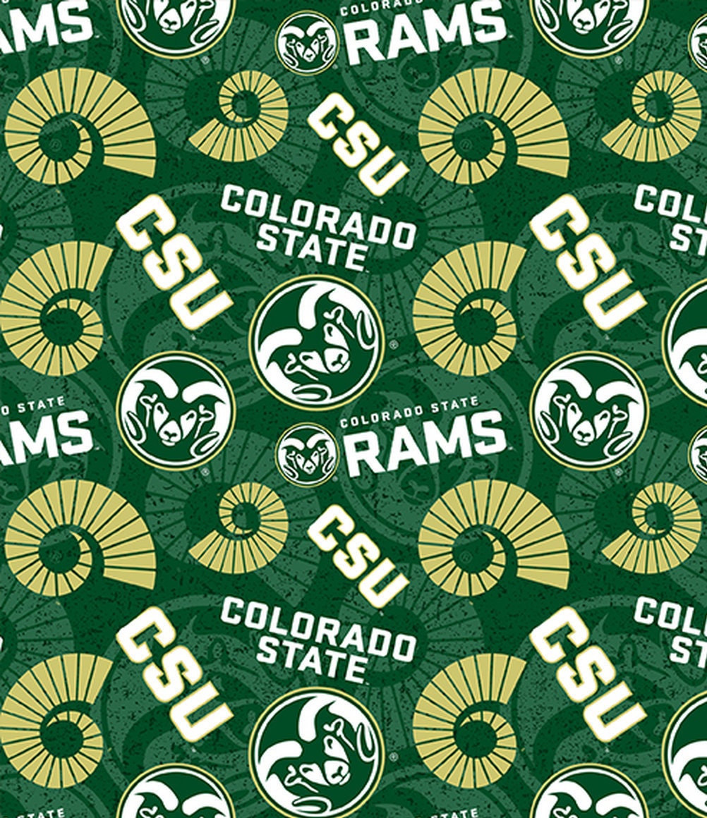 Ncaa Colorado State University Rams Watermark Print Football 100% Cotton Fabric Material Quilts Licensed