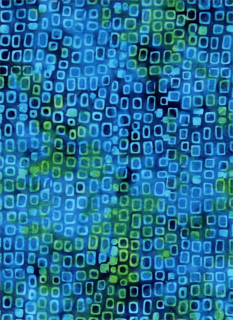 Bty Blue Green Square Rectangles Blender Mottled Batik Textiles 4314 Fabric