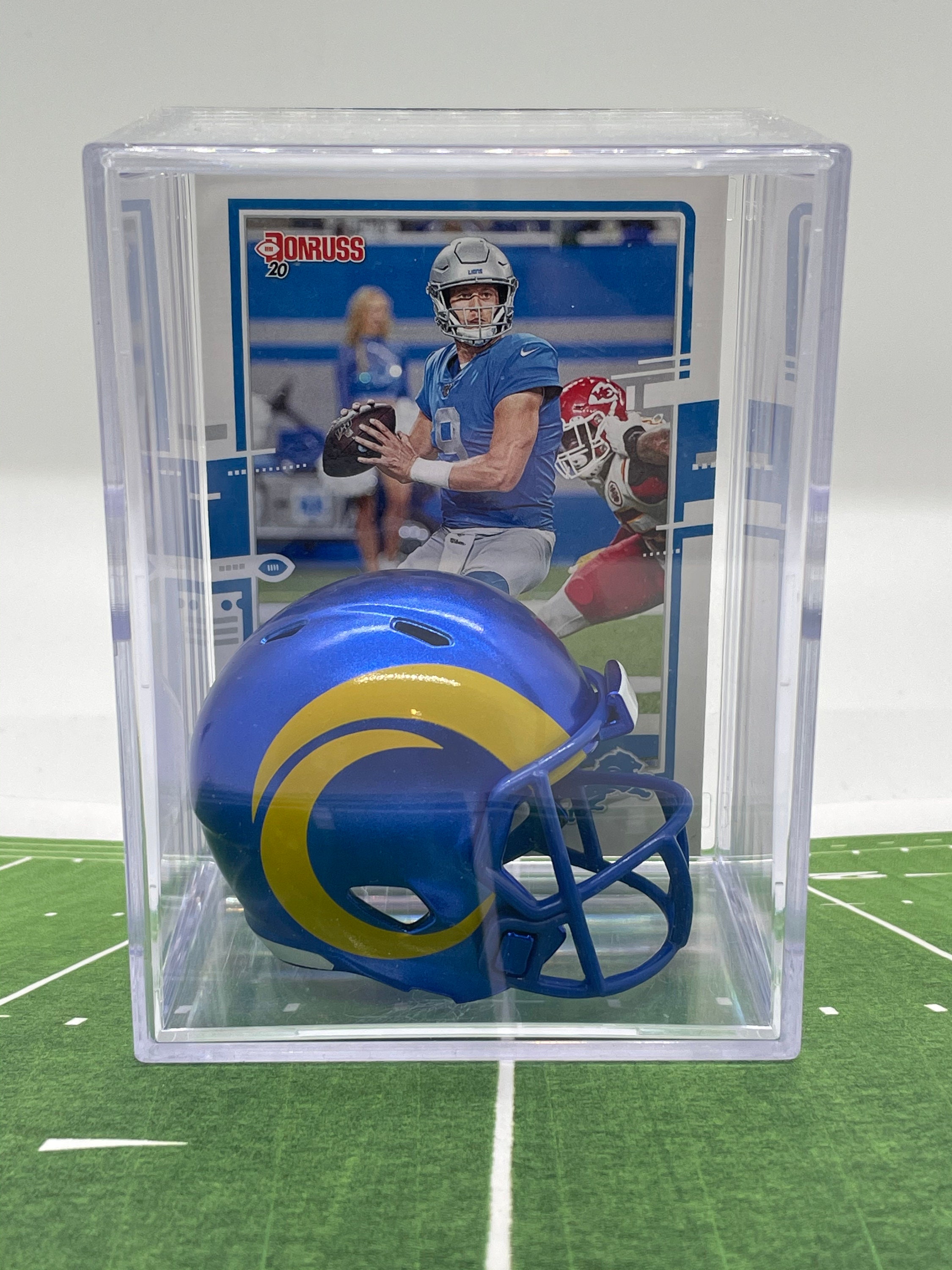 New 2020 Los Angeles Rams Matthew Stafford Mini Helmet Shadowbox with Card