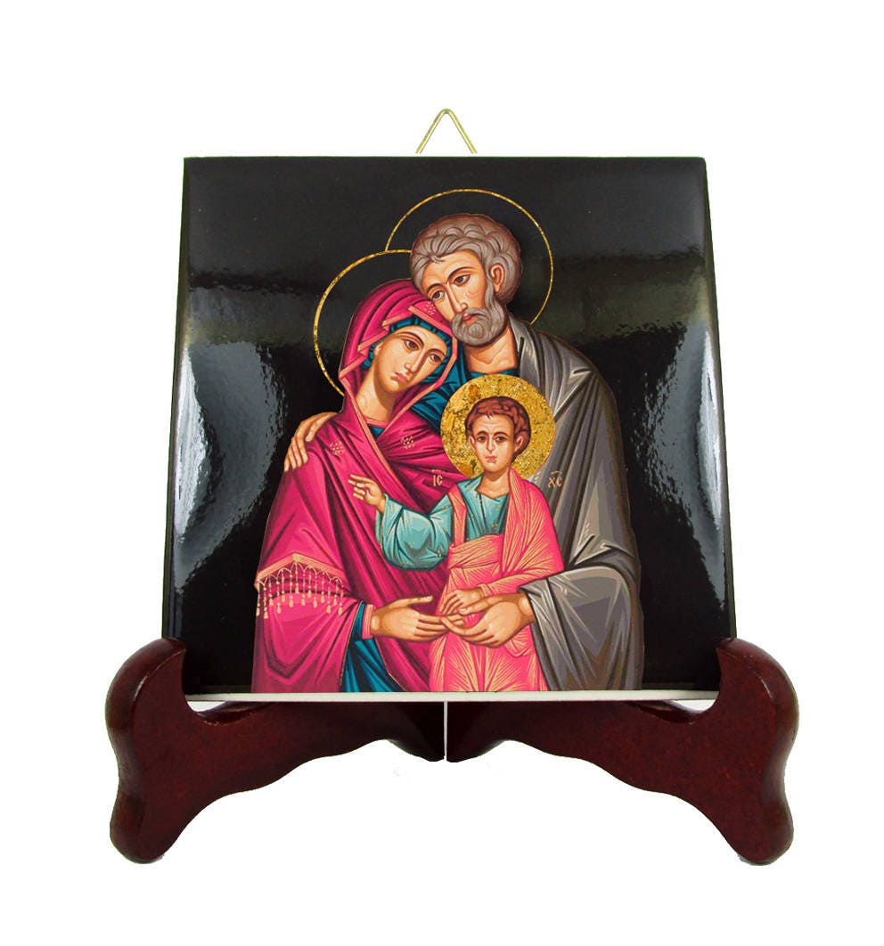 Christian Art - Holy Family Icon On Ceramic Tile Gifts Inspired By A Wonderful Orthodox Religious Christian