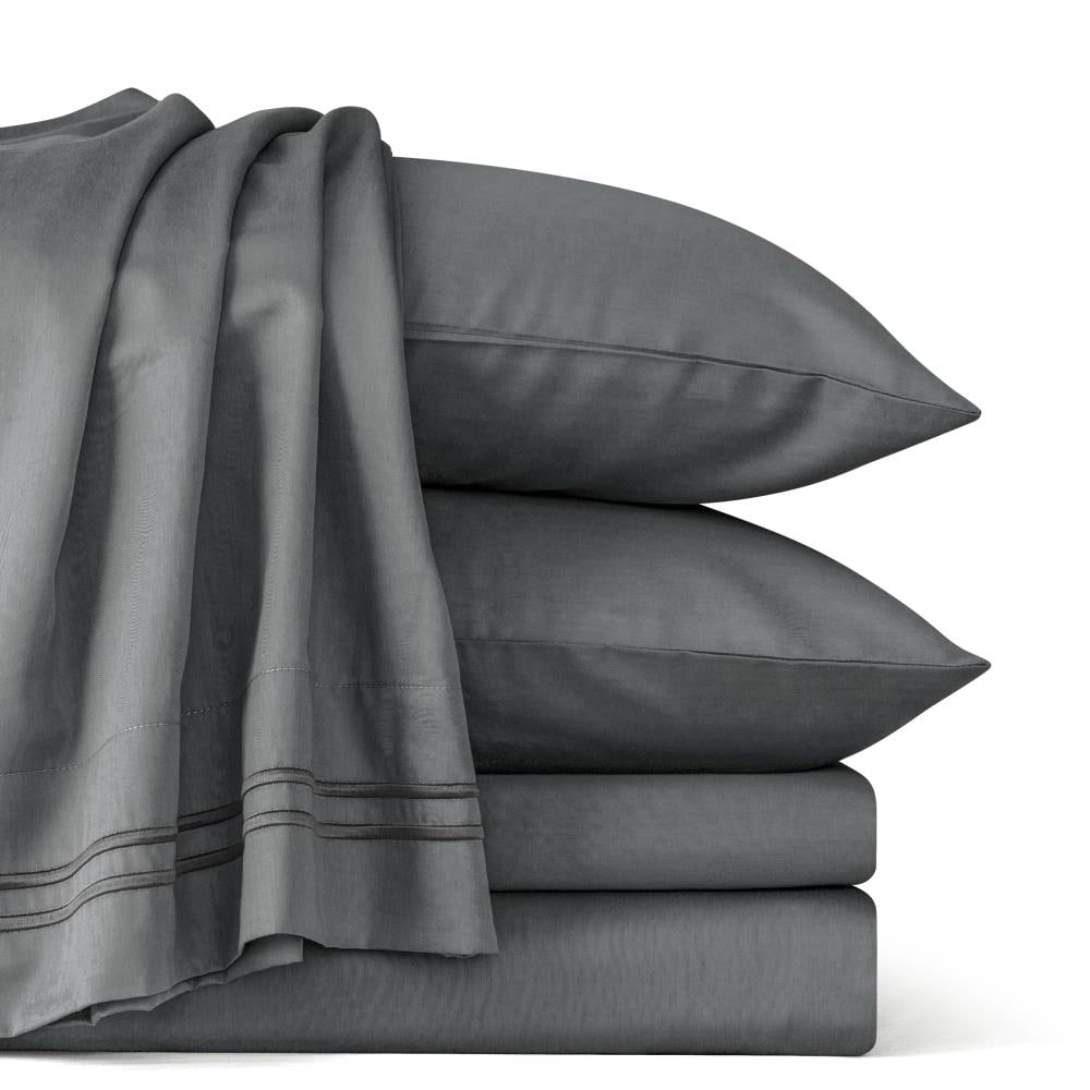 Subrtex Super Soft 300 Thread Count Cotton Tercel Blend Sheet Set, Queen, Grey in Gray | SBTQS4Q-G