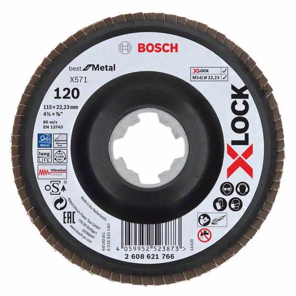 Bosch Best for Metal Lamellslipeskive med X-LOCK X571, vinklet 115 mm, G 120