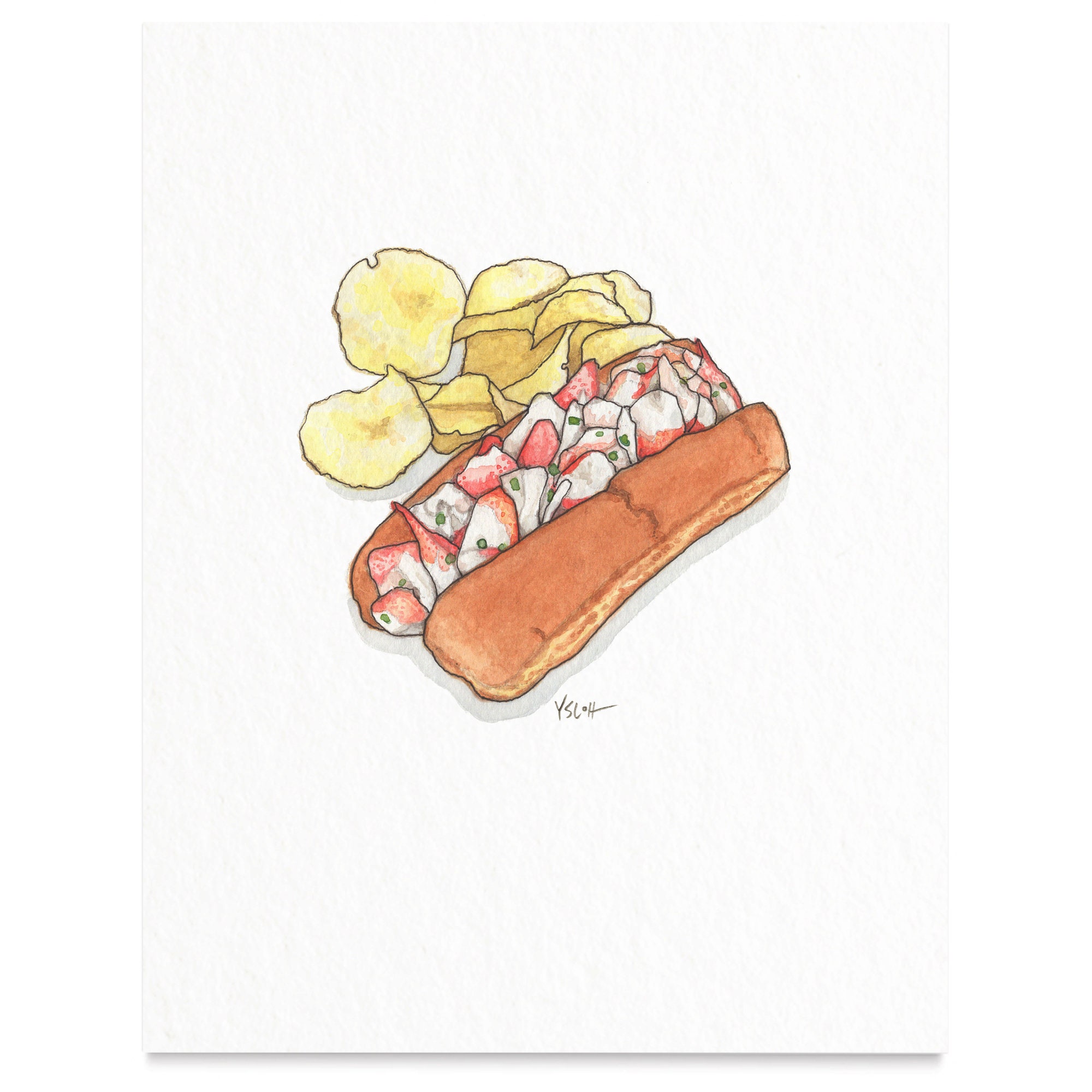 Lobster Roll 8.5x11 Art Prints/Watercolor Illustration Print Wall Home Decor Summer Food Sandwich Seafood