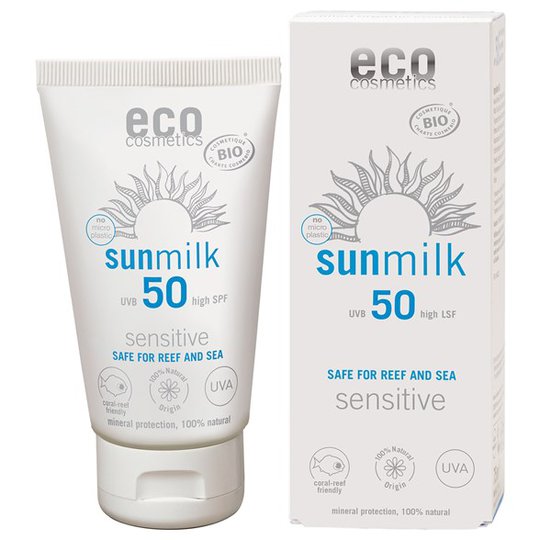 Eco Cosmetics Ekologisk Sunmilk Sensitive högt skydd SPF 50, 75 ml