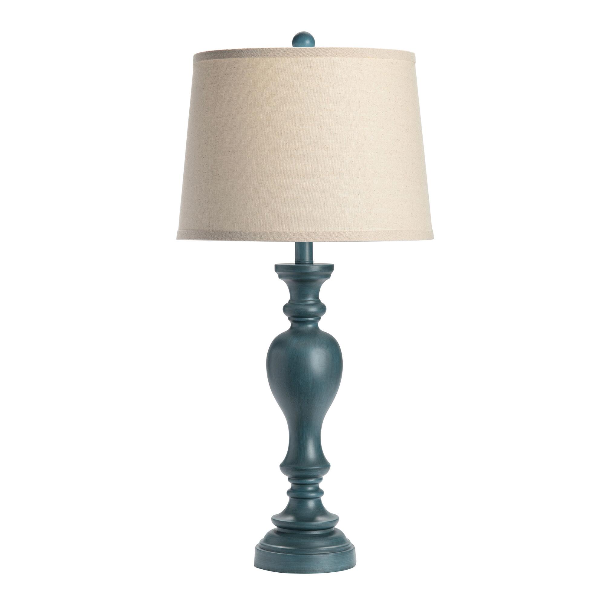 Distressed Turquoise Turned Milton Table Lamp: Blue by World Market