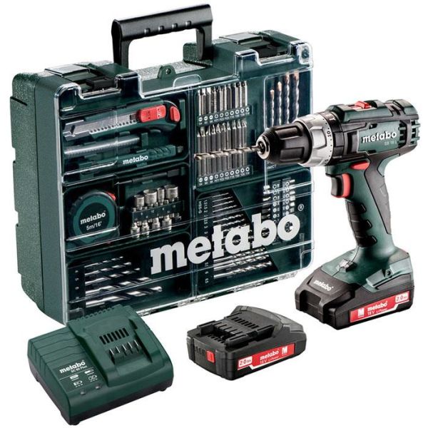 Metabo SB 18 L Set Slagbormaskin tilbehørssett, 2,0Ah-batterier og lader