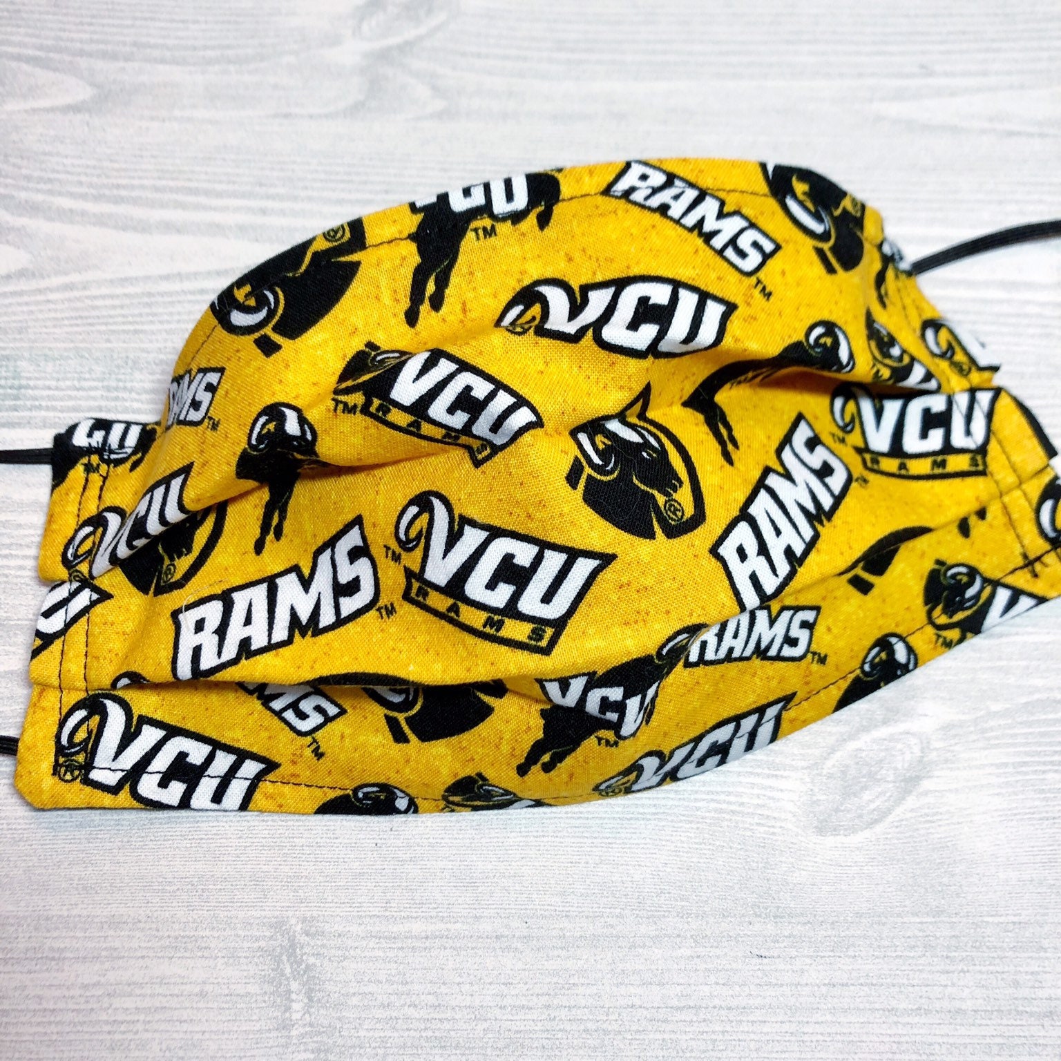 Vcu Rams Mask - Choose 2 Or 3 Layers - Optional Nose Wire - Adjustable Ear Straps - Virginia Commonwealth University Face Pleated Mask