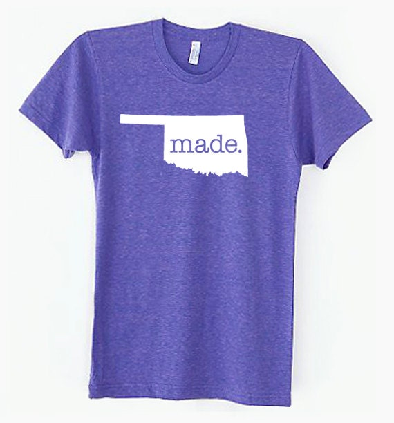 Oklahoma Made Tri Blend Track T-Shirt - Unisex Tee Shirts Size S M L Xl
