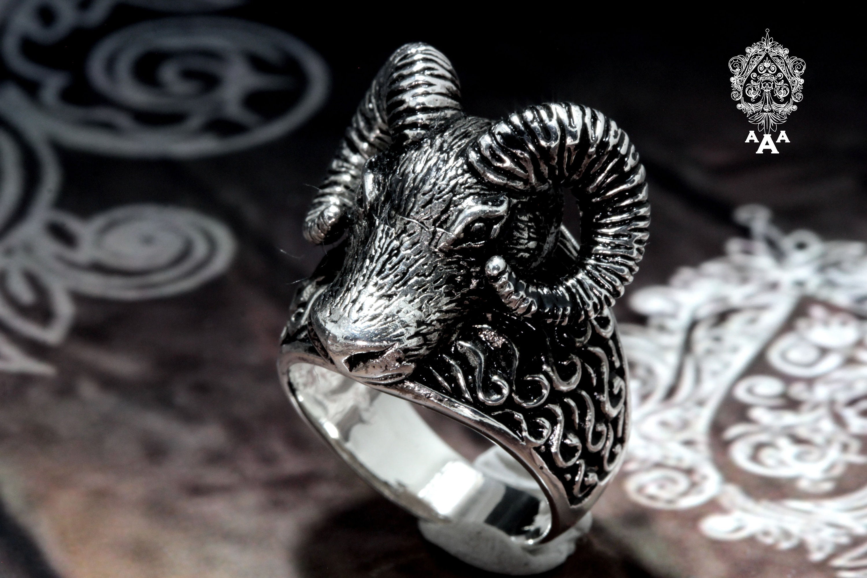 Ram Ring, Ram Head Ring, Aries Viking Ring, Sterling Silver 925