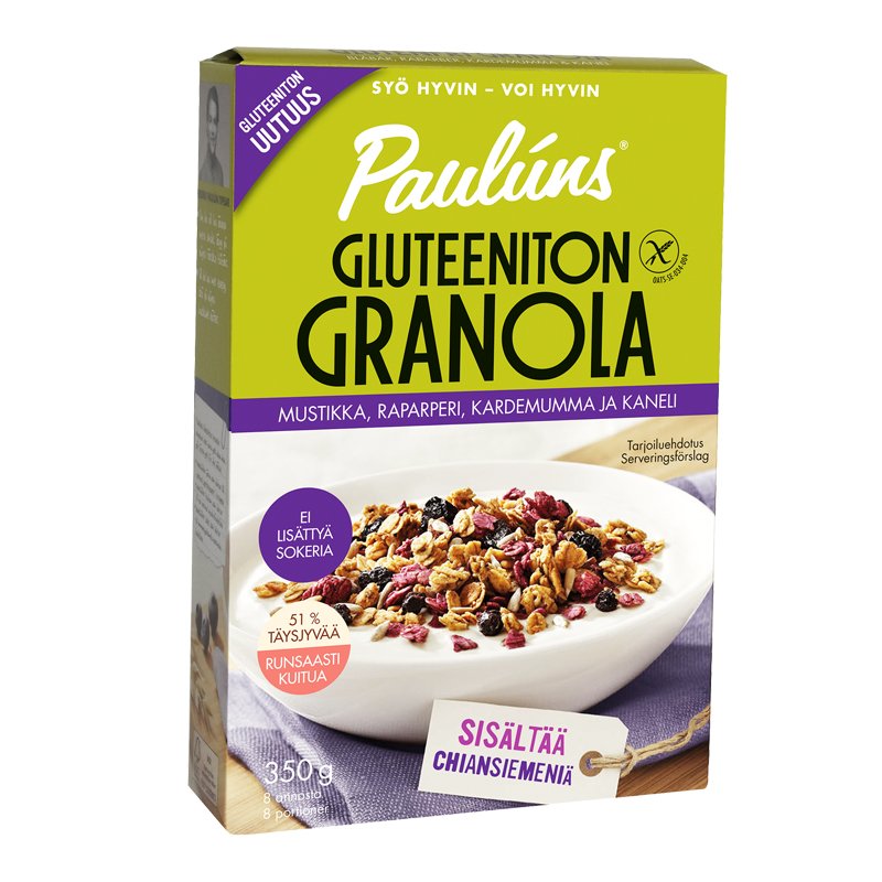 Osta Granola Mustikka, Raparperi, Kardemumma & Kaneli - 27% alennus  verkosta 