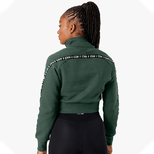 Essential Cropped Logo Sweater, Moss