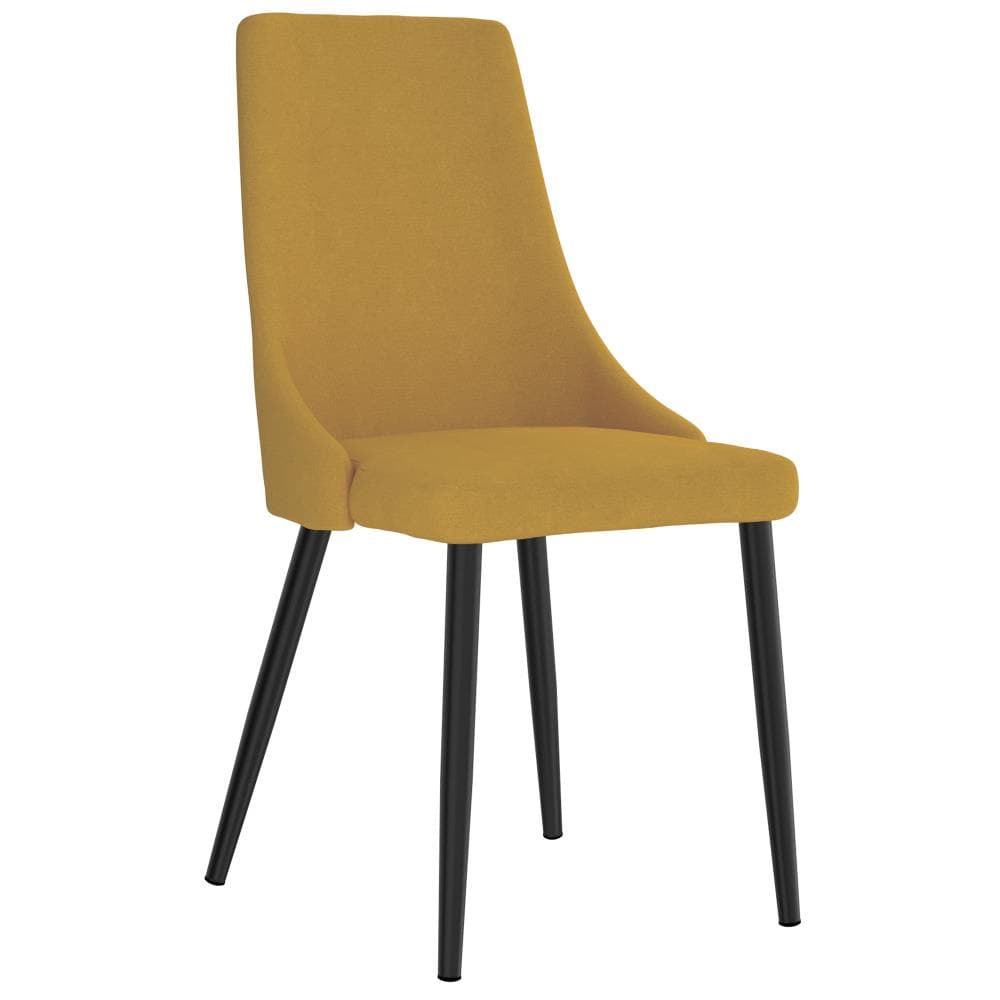 Worldwide Homefurnishings Set of 2 Contemporary/Modern Polyester/Polyester Blend Upholstered Dining Side Chair (Metal Frame) in Yellow | 202-536MUS