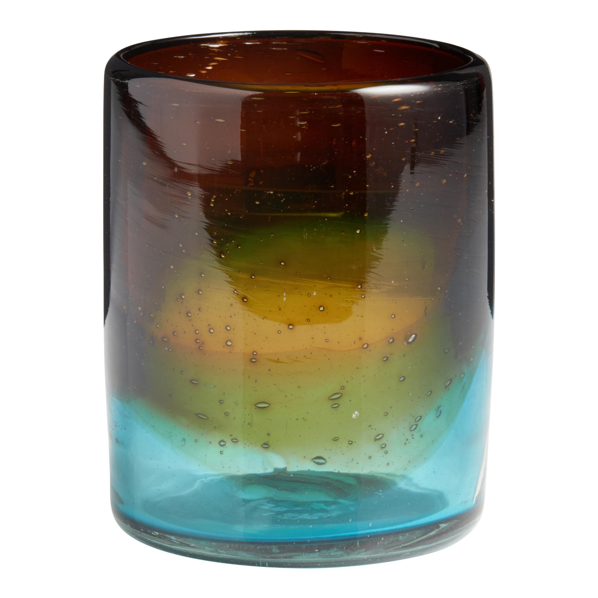 Ombre Monterey Double Old Fashioned Glasses Set Of 4: Blue/Green/Multi by World Market